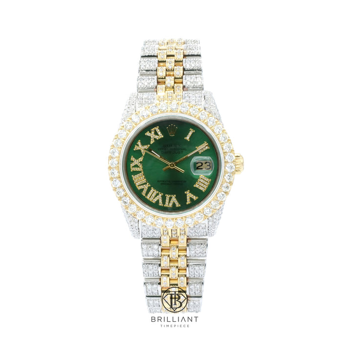 Rolex Datejust 31mm Two Tone Gold/Steel Green Diamond Dial 8.50ct