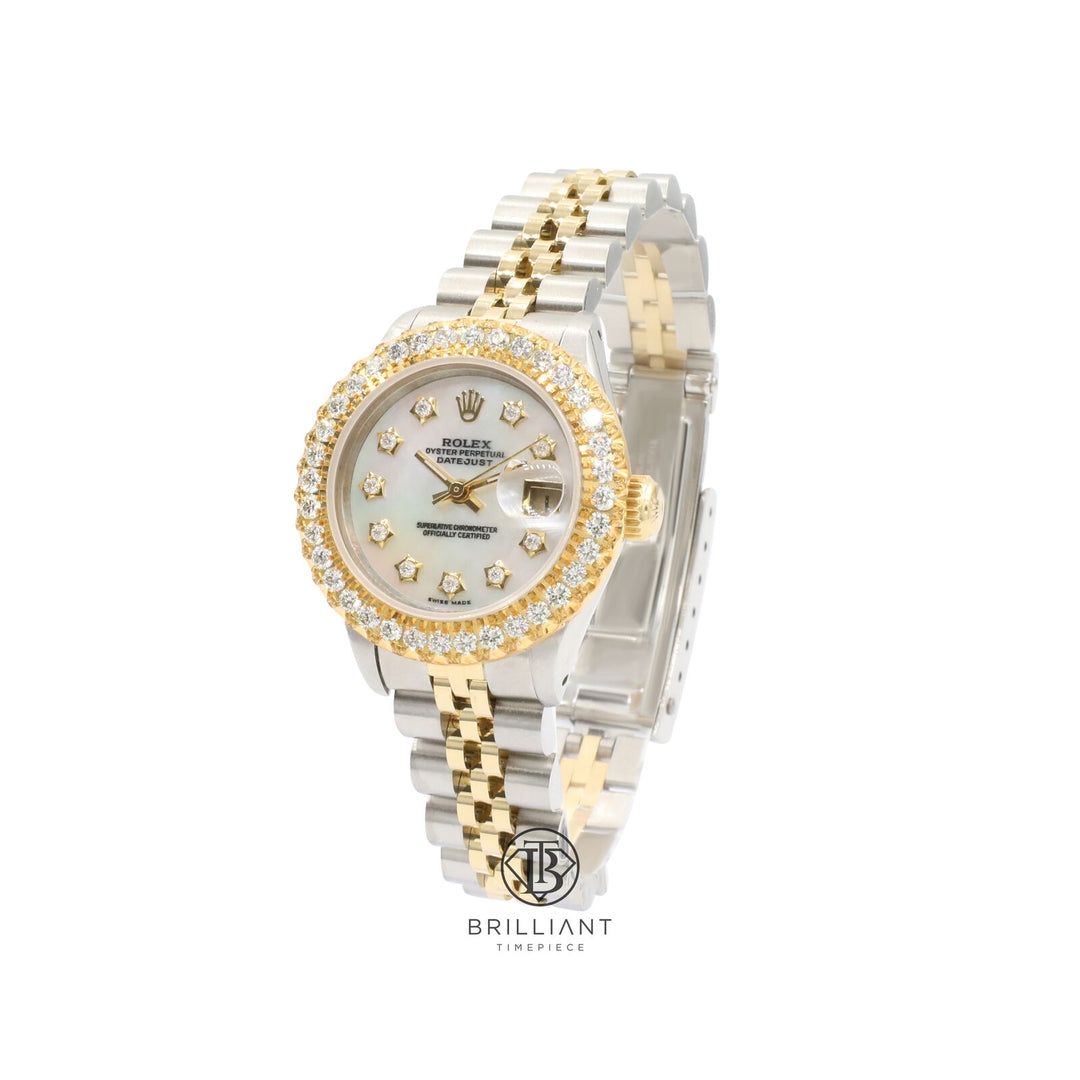 Rolex Datejust 26mm Two Tone Rose Gold/Steel White MOP Star Diamond Dial 1.50ct