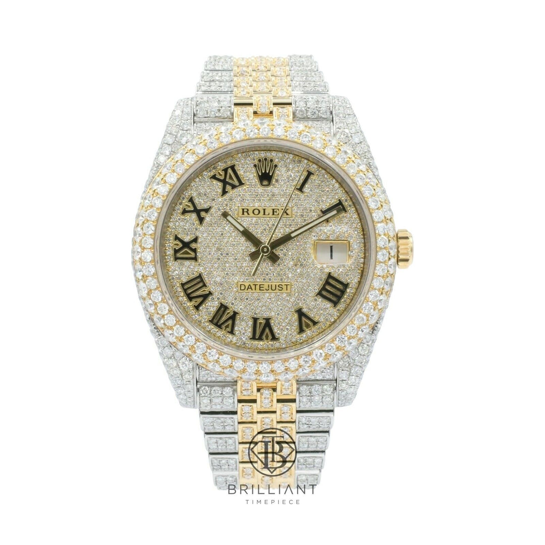 Mens Rolex Datejust II 126303 Two Tone 18K/ Steel 41MM Full Diamond Watch 25.5Ct