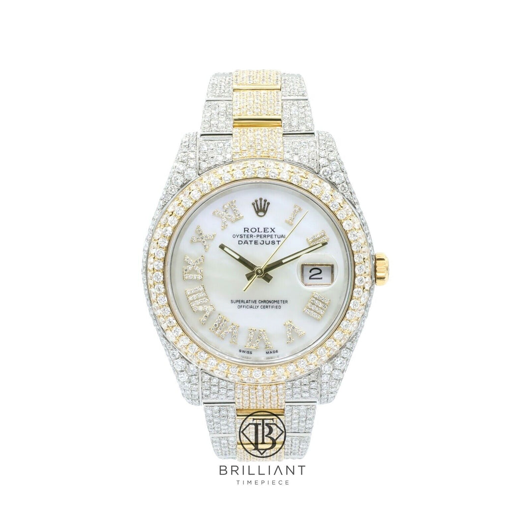 Mens Rolex Datejust II 126333 Two Tone 18K/ Steel 41MM Full Diamond Watch 25.5Ct