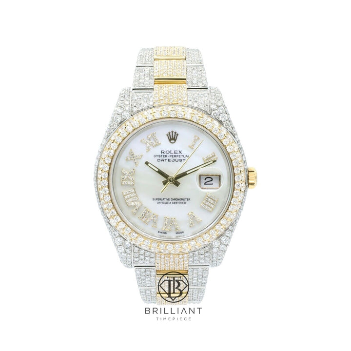 Mens Rolex Datejust II 126333 Two Tone 18K/ Steel 41MM Full Diamond Watch 25.5Ct