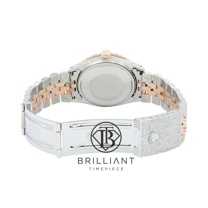Rolex Datejust 36mm Two Tone Rose Gold/Steel Maroon Diamond Dial 13.00ct