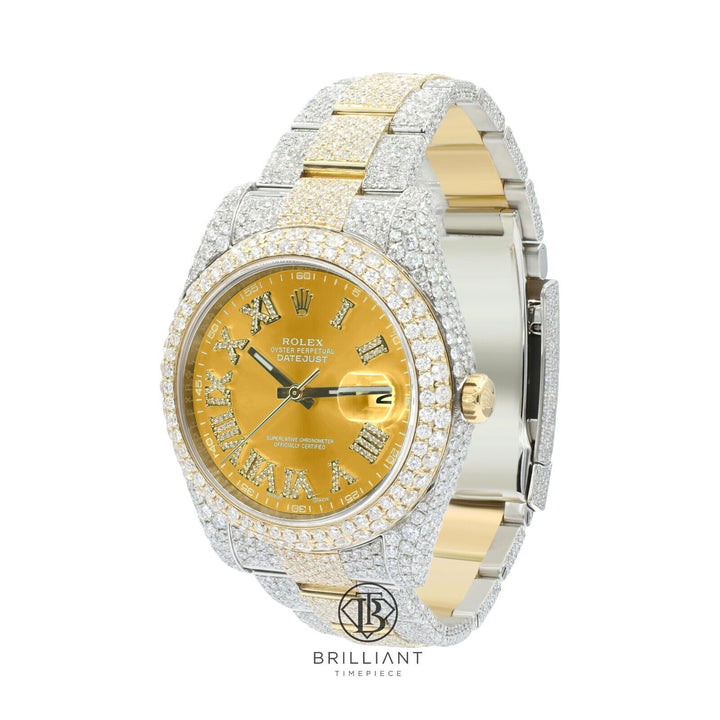 Mens Rolex Datejust II 126333 Two Tone 18K/ Steel 41MM Full Diamond Watch 25.5Ct
