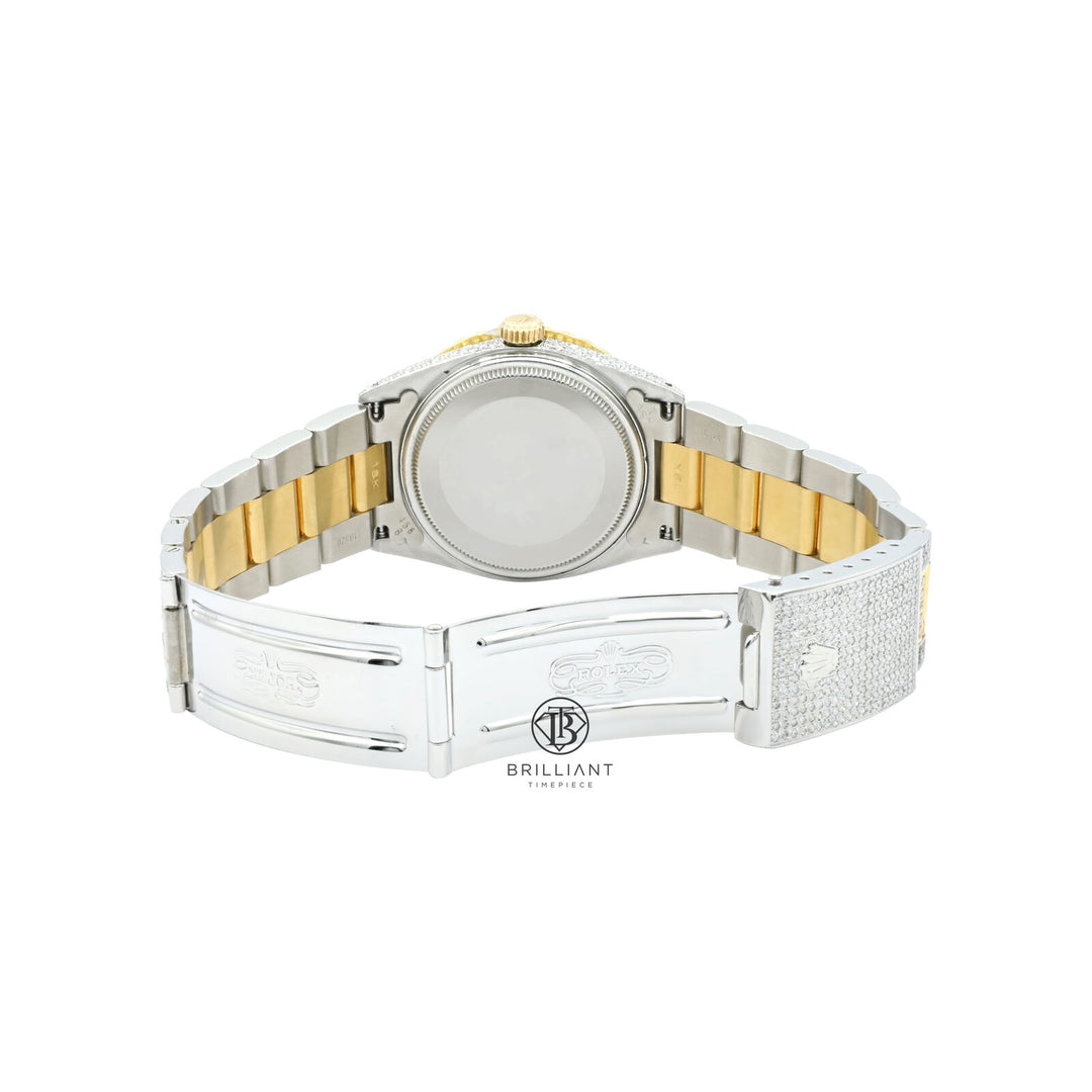 Rolex Datejust 36mm Oyster Two Tone Gold/Steel Pave Roman Diamond Dial 13.00ct