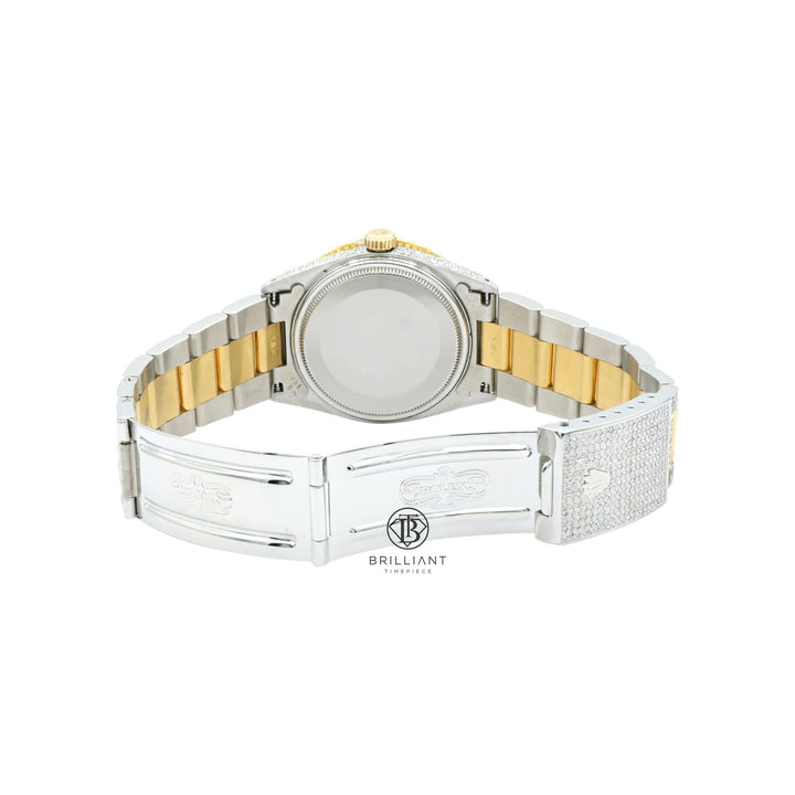 Rolex Datejust 36mm Oyster Two Tone Gold/Steel Pave Roman Diamond Dial 13.00ct