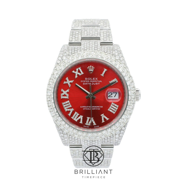 Mens Rolex Datejust II 126300 Stainless Steel 41MM Full Diamond Watch 25.5Ct
