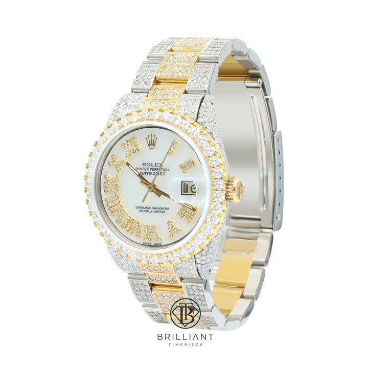 Rolex Datejust 36mm Oyster Two Tone Gold/Steel White MOP Diamond Dial 13.00ct