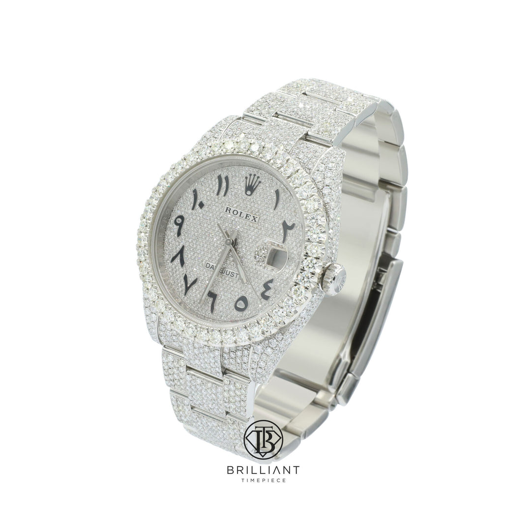Mens Rolex Datejust II 126300 Stainless Steel 41MM Full Diamond Watch 25.5Ct