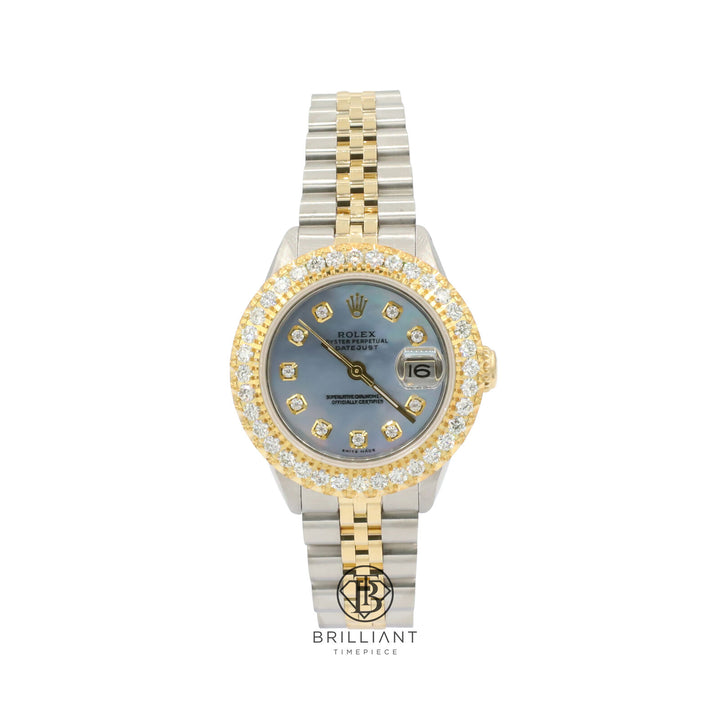 Rolex Datejust 26mm Two Tone Gold/Steel Blue MOP Diamond Dial 1.50ct