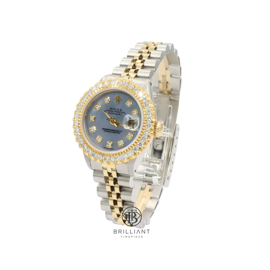 Rolex Datejust 26mm Two Tone Gold/Steel Blue MOP Diamond Dial 1.50ct