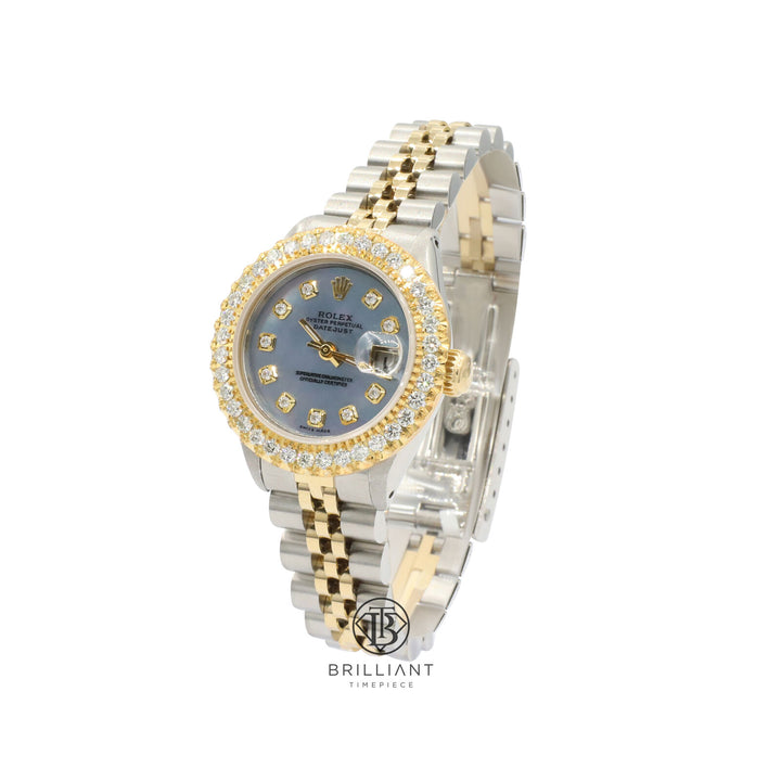 Rolex Datejust 26mm Two Tone Gold/Steel Blue MOP Diamond Dial 1.50ct