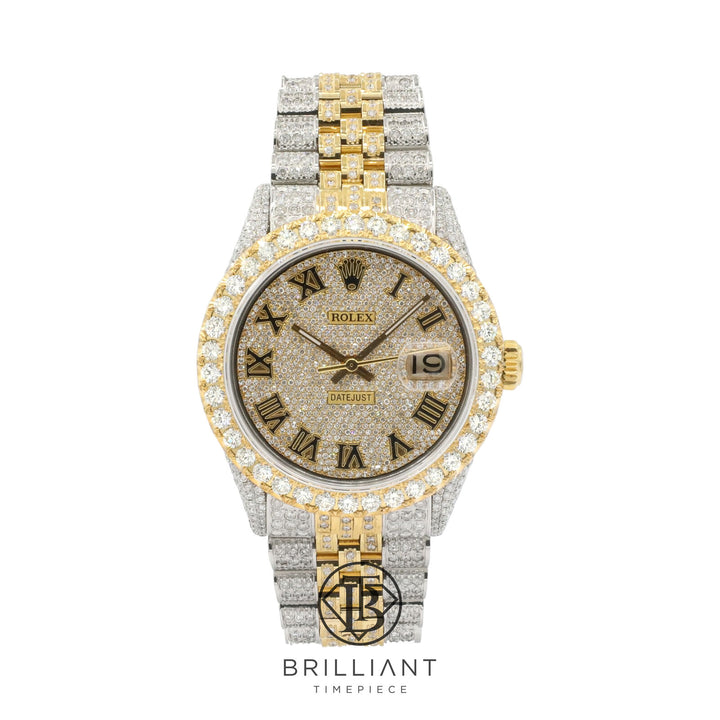 Rolex Datejust 36mm Two Tone Gold/Steel Pave Roman Diamond Dial 15.00ct