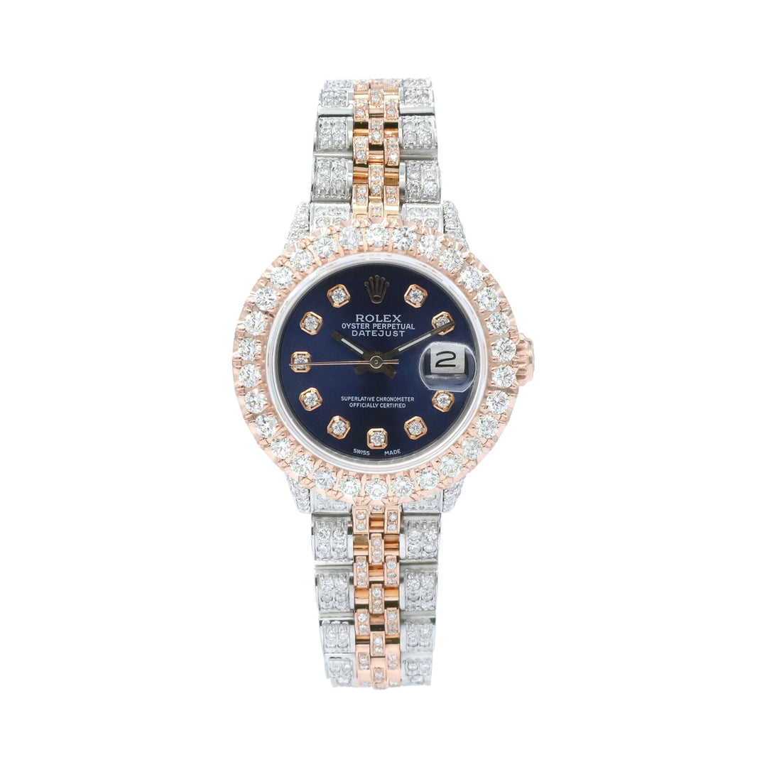 Rolex Datejust 26mm Two Tone Rose Gold/Steel Blue Diamond Dial 8ct