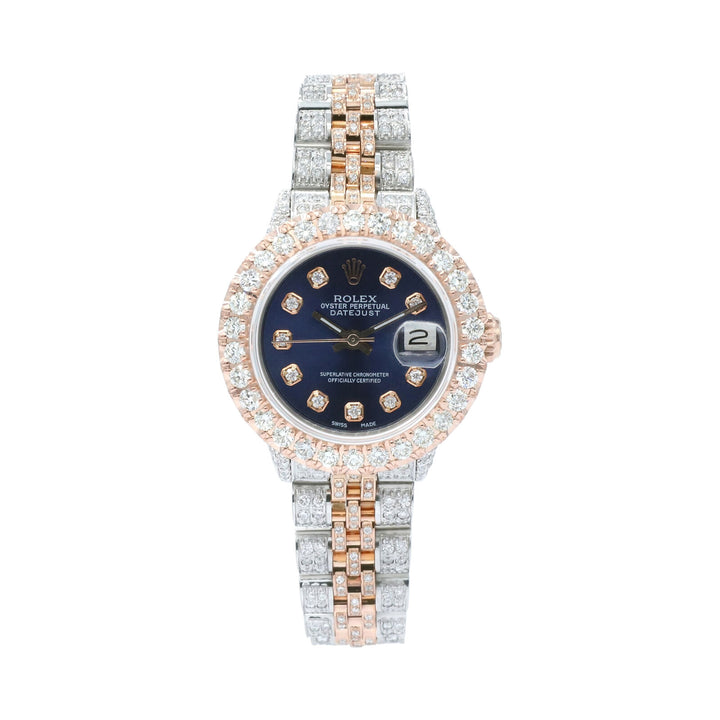 Rolex Datejust 26mm Two Tone Rose Gold/Steel Blue Diamond Dial 8ct