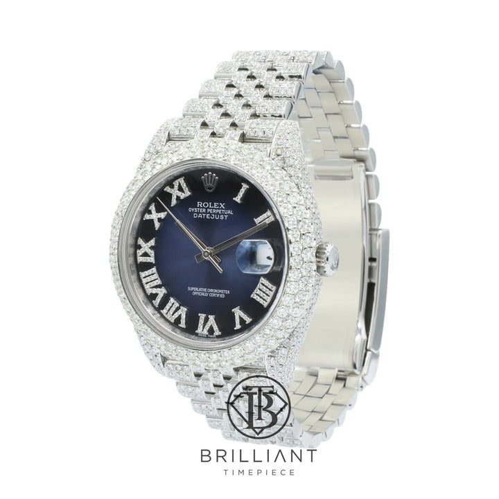 Mens Rolex Datejust II 126300 Stainless Steel 41MM Full Diamond Watch 25.5Ct