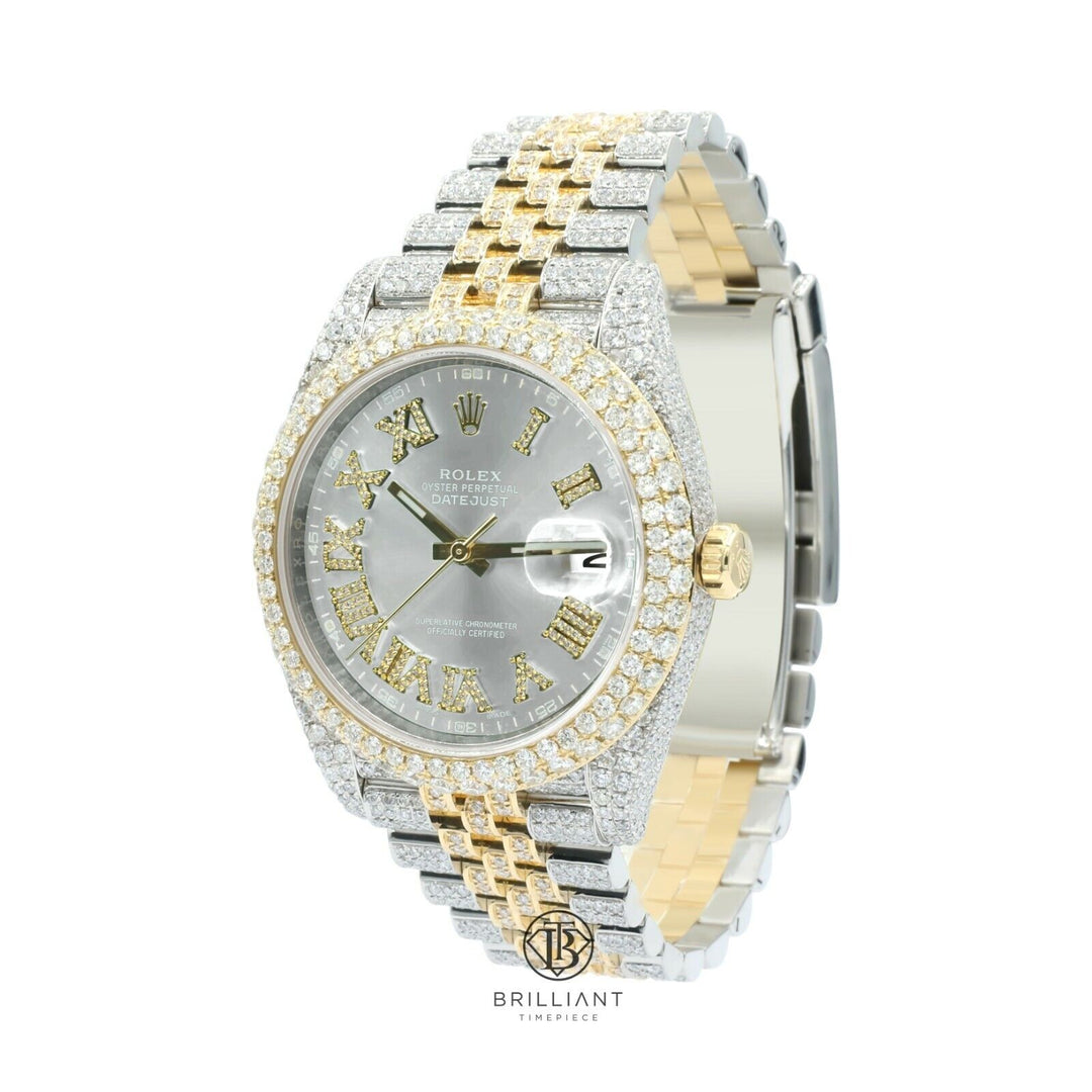 Mens Rolex Datejust II 126303 Two Tone 18K/ Steel 41MM Full Diamond Watch 25.5Ct