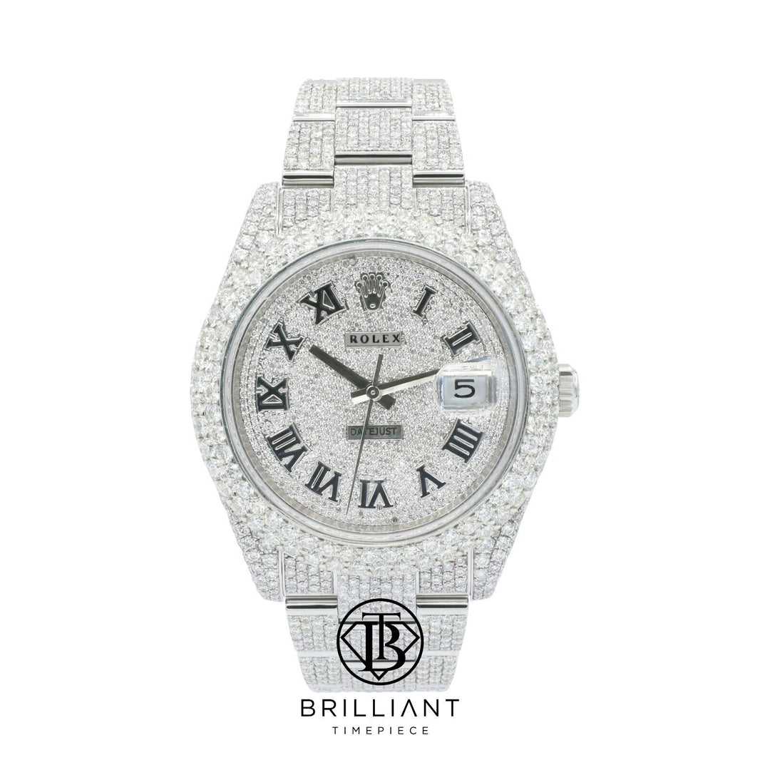 Mens Rolex Datejust II 126300 Stainless Steel 41MM Full Diamond Watch 25.5Ct
