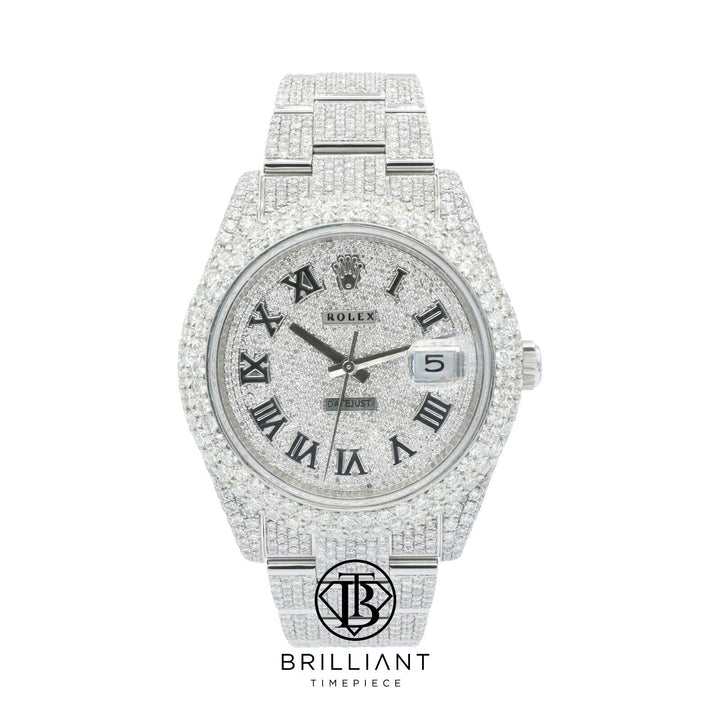 Mens Rolex Datejust II 126300 Stainless Steel 41MM Full Diamond Watch 25.5Ct