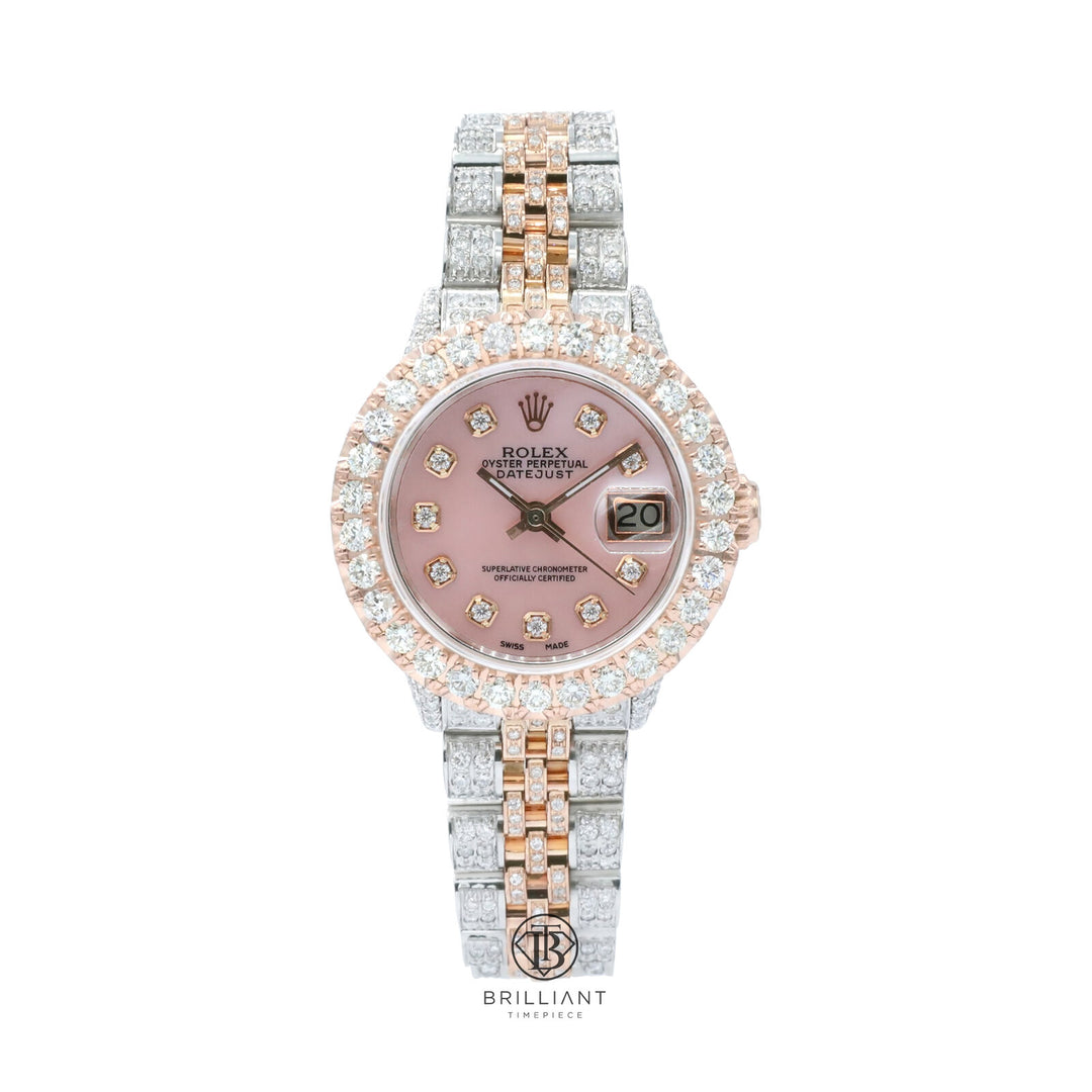 Rolex Datejust 26mm Two Tone Rose Gold/Steel Pink Diamond Dial 8ct