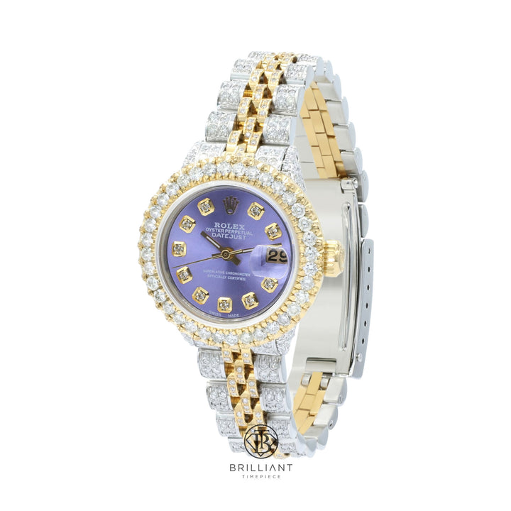 Rolex Datejust 26mm Two Tone Gold/Steel Lavender Diamond Dial 8ct