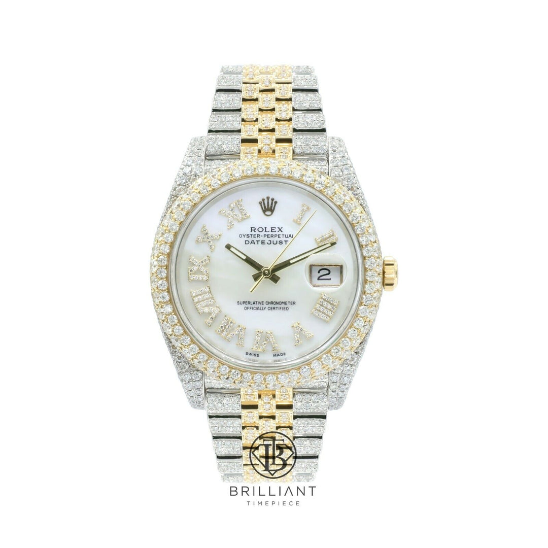Mens Rolex Datejust II 126303 Two Tone 18K/ Steel 41MM Full Diamond Watch 25.5Ct
