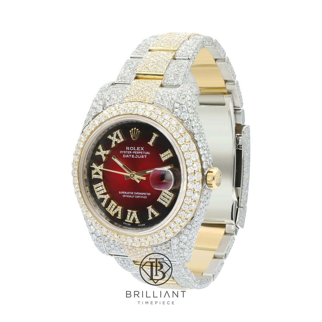 Mens Rolex Datejust II 126333 Two Tone 18K/ Steel 41MM Full Diamond Watch 25.5Ct