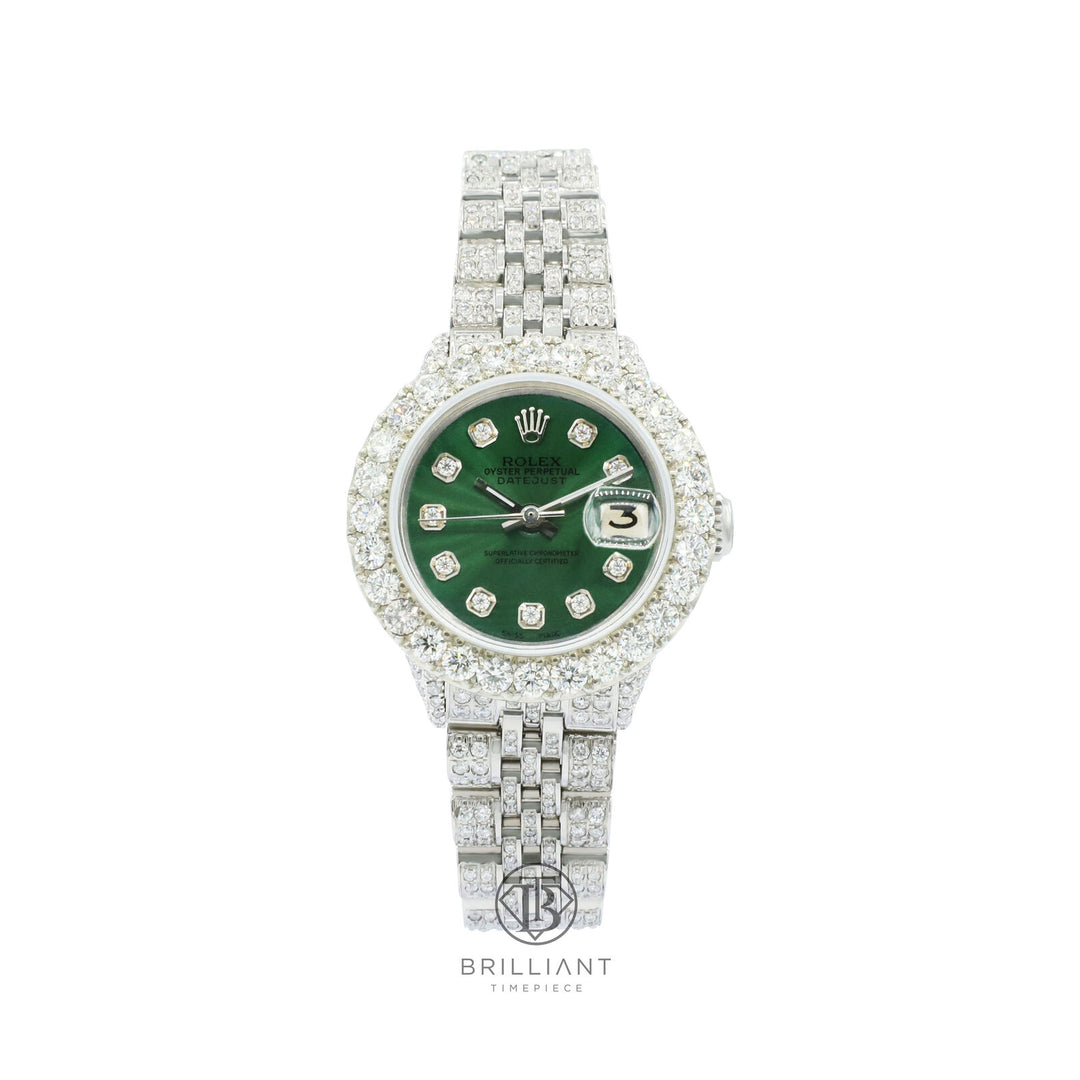 Rolex Datejust 26mm Stainless Steel Green Diamond Dial 8ct