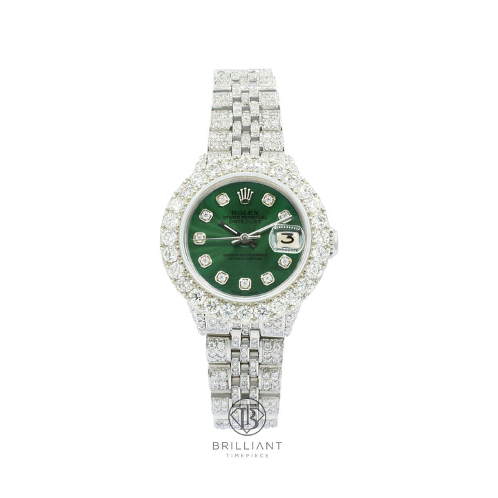 Rolex Datejust 26mm Stainless Steel Green Diamond Dial 8ct