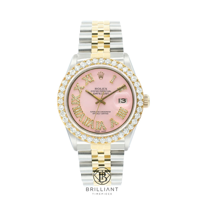 Rolex Datejust 36mm Two Tone Gold/Steel Pink Diamond Dial 3.25ct