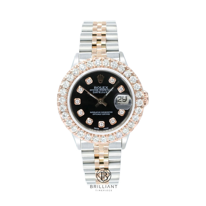 Rolex Datejust 26mm Two Tone Rose Gold/Steel Black Diamond Dial 1.50ct