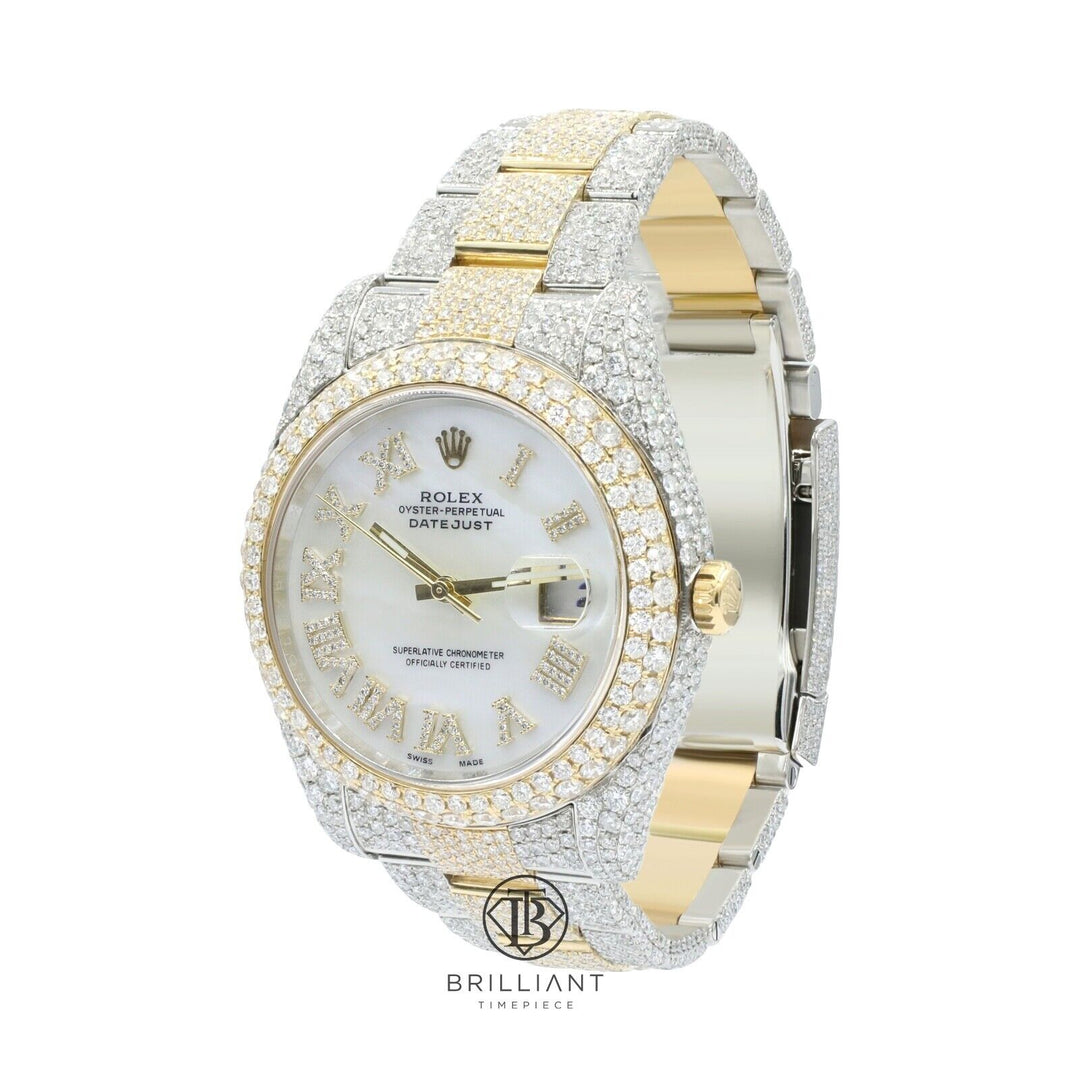 Mens Rolex Datejust II 126333 Two Tone 18K/ Steel 41MM Full Diamond Watch 25.5Ct