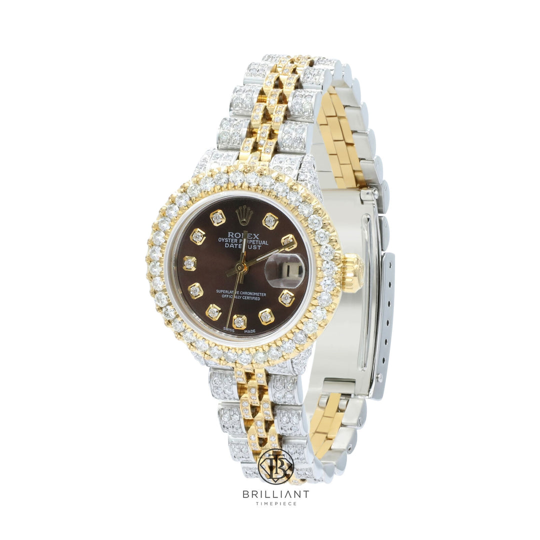 Rolex Datejust 26mm Two Tone Gold/Steel Chocolate Diamond Dial 8ct