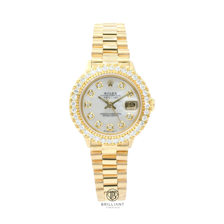 Rolex Datejust Presidential 26mm 18k Gold White MOP Diamond Dial 1.50ct