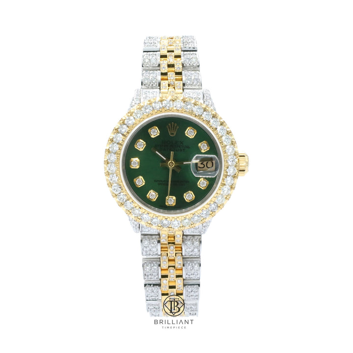 Rolex Datejust 26mm Two Tone Gold/Steel Green Diamond Dial 8ct