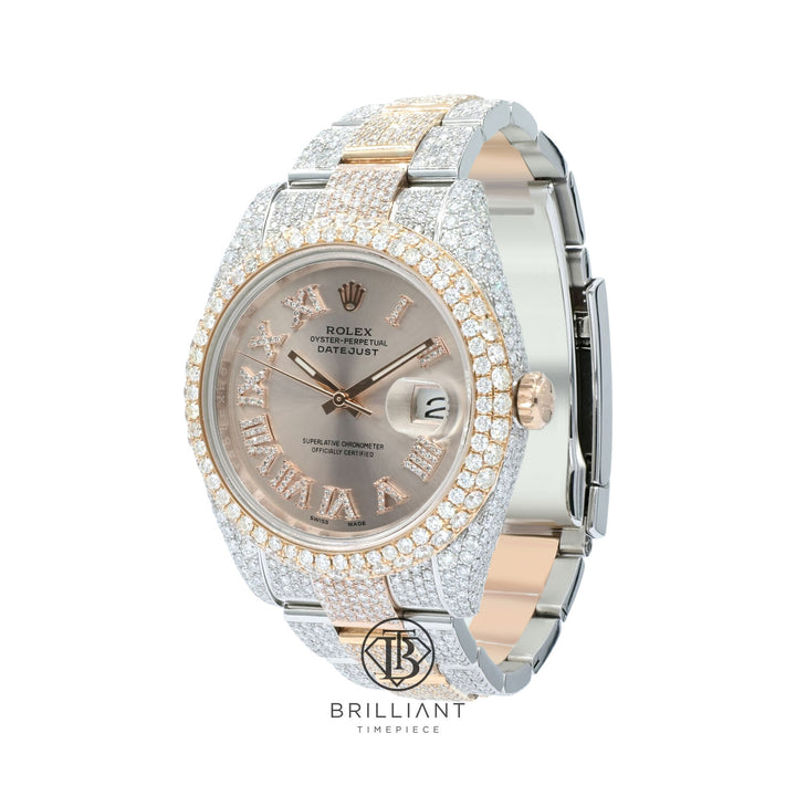 Mens Rolex Datejust II 126333 Two Tone 18K/ Steel 41MM Full Diamond Watch 25.5Ct