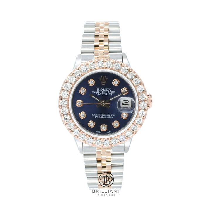 Rolex Datejust 26mm Two Tone Rose Gold/Steel Blue Diamond Dial 1.50ct