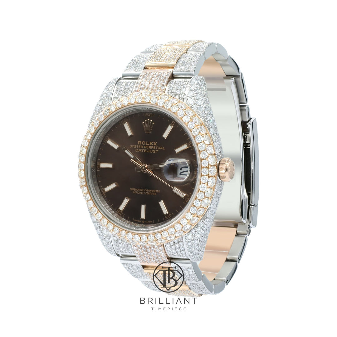 Mens Rolex Datejust II 126333 Two Tone 18K/ Steel 41MM Full Diamond Watch 25.5Ct