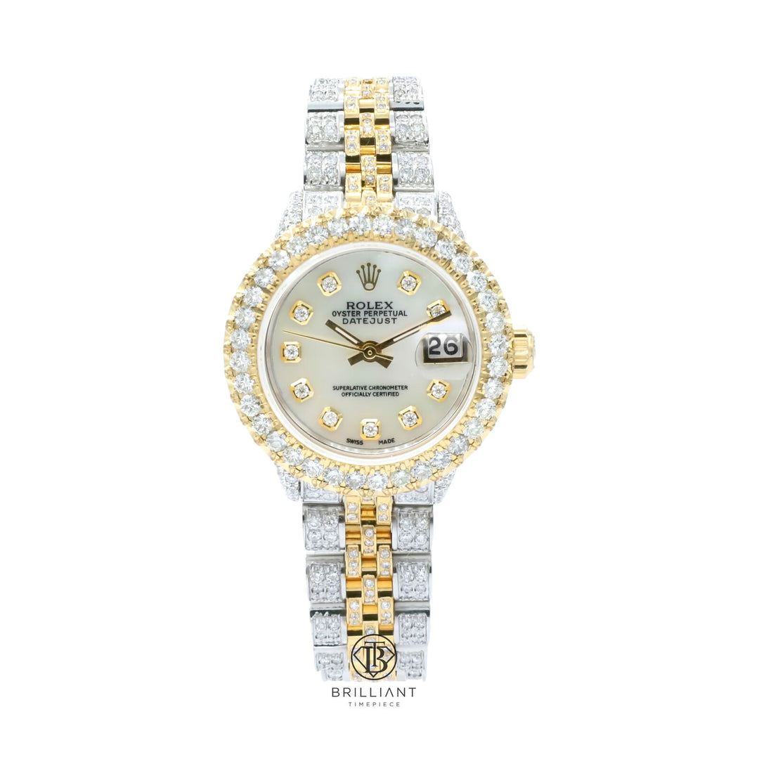 Rolex Datejust 26mm Two Tone Gold/Steel White MOP Diamond Dial 8ct