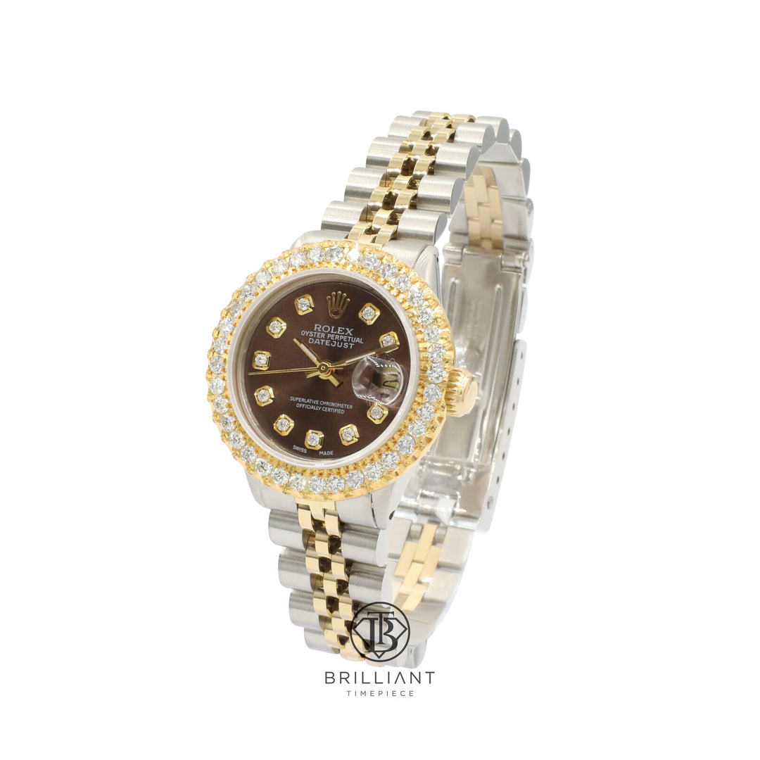 Rolex Datejust 26mm Two Tone Gold/Steel Brown Diamond Dial 1.50ct