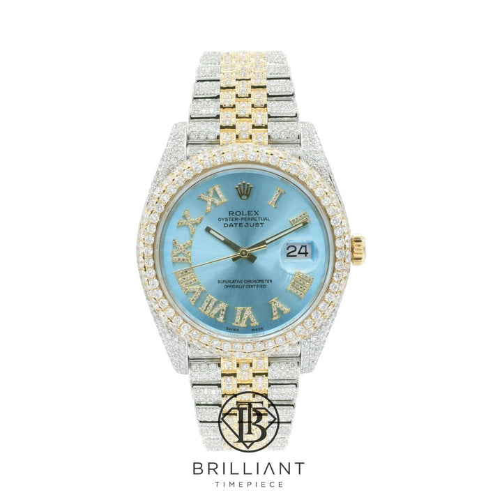 Mens Rolex Datejust II 126303 Two Tone 18K/ Steel 41MM Full Diamond Watch 25.5Ct