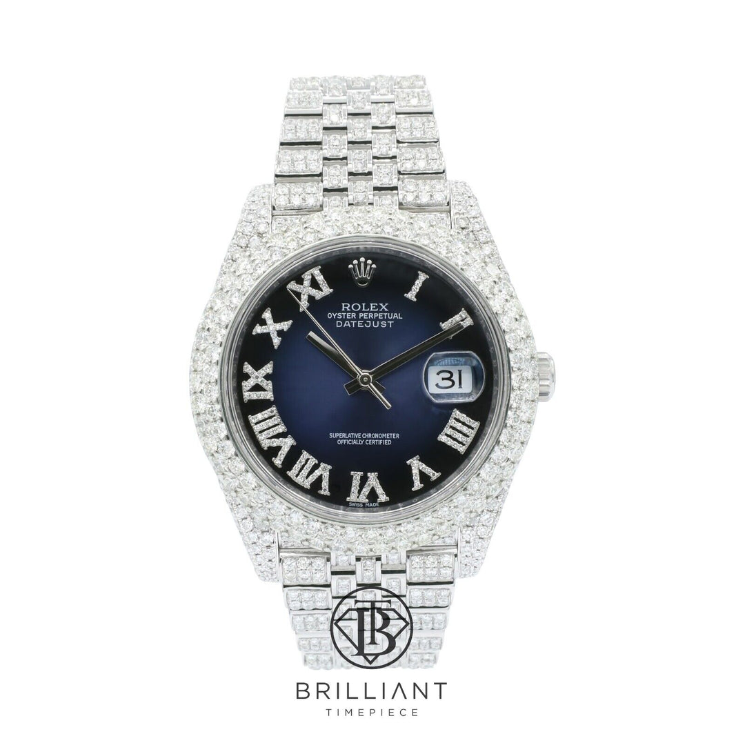 Mens Rolex Datejust II 126300 Stainless Steel 41MM Full Diamond Watch 25.5Ct
