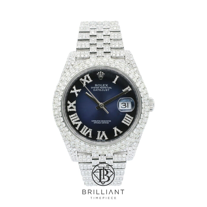 Mens Rolex Datejust II 126300 Stainless Steel 41MM Full Diamond Watch 25.5Ct