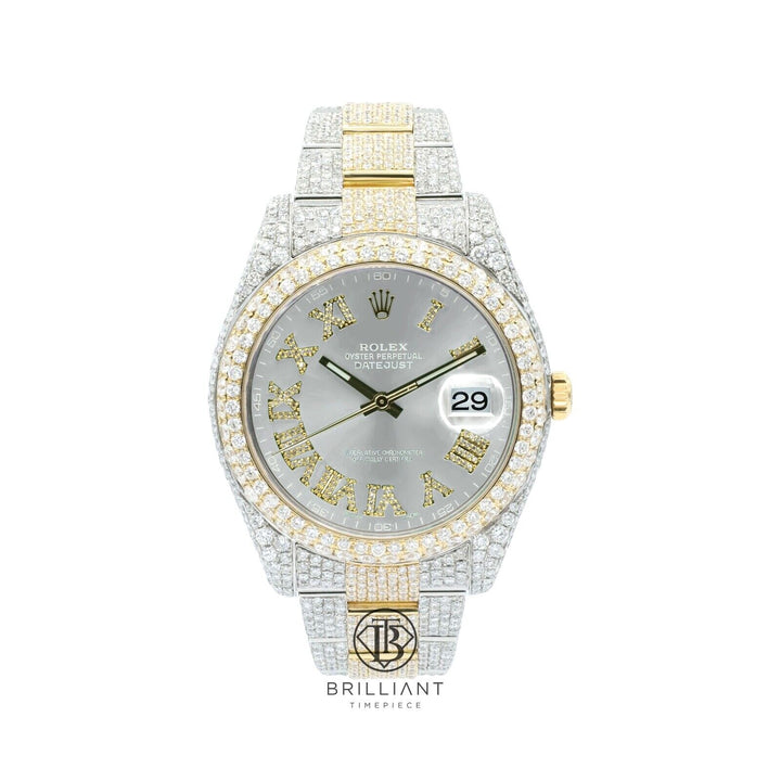 Mens Rolex Datejust II 126333 Two Tone 18K/ Steel 41MM Full Diamond Watch 25.5Ct