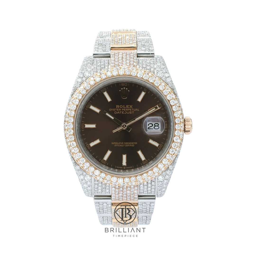 Mens Rolex Datejust II 126333 Two Tone 18K/ Steel 41MM Full Diamond Watch 25.5Ct