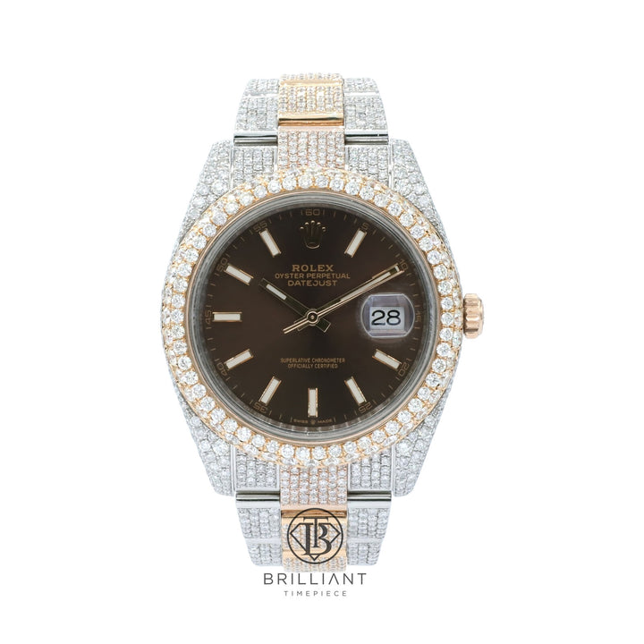 Mens Rolex Datejust II 126333 Two Tone 18K/ Steel 41MM Full Diamond Watch 25.5Ct