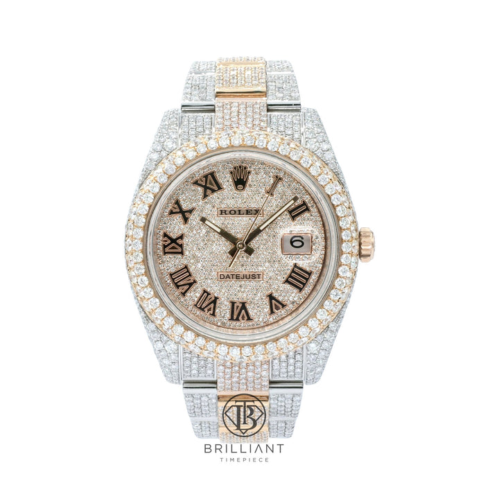 Mens Rolex Datejust II 126333 Two Tone 18K/ Steel 41MM Full Diamond Watch 25.5Ct
