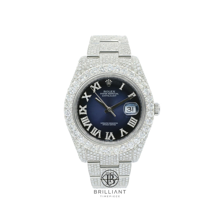 Mens Rolex Datejust II 126300 Stainless Steel 41MM Full Diamond Watch 25.5Ct