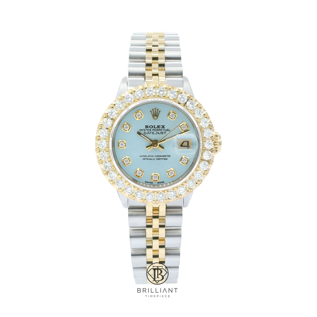 Rolex Datejust 26mm Two Tone Gold/Steel Light Blue Diamond Dial 1.50ct