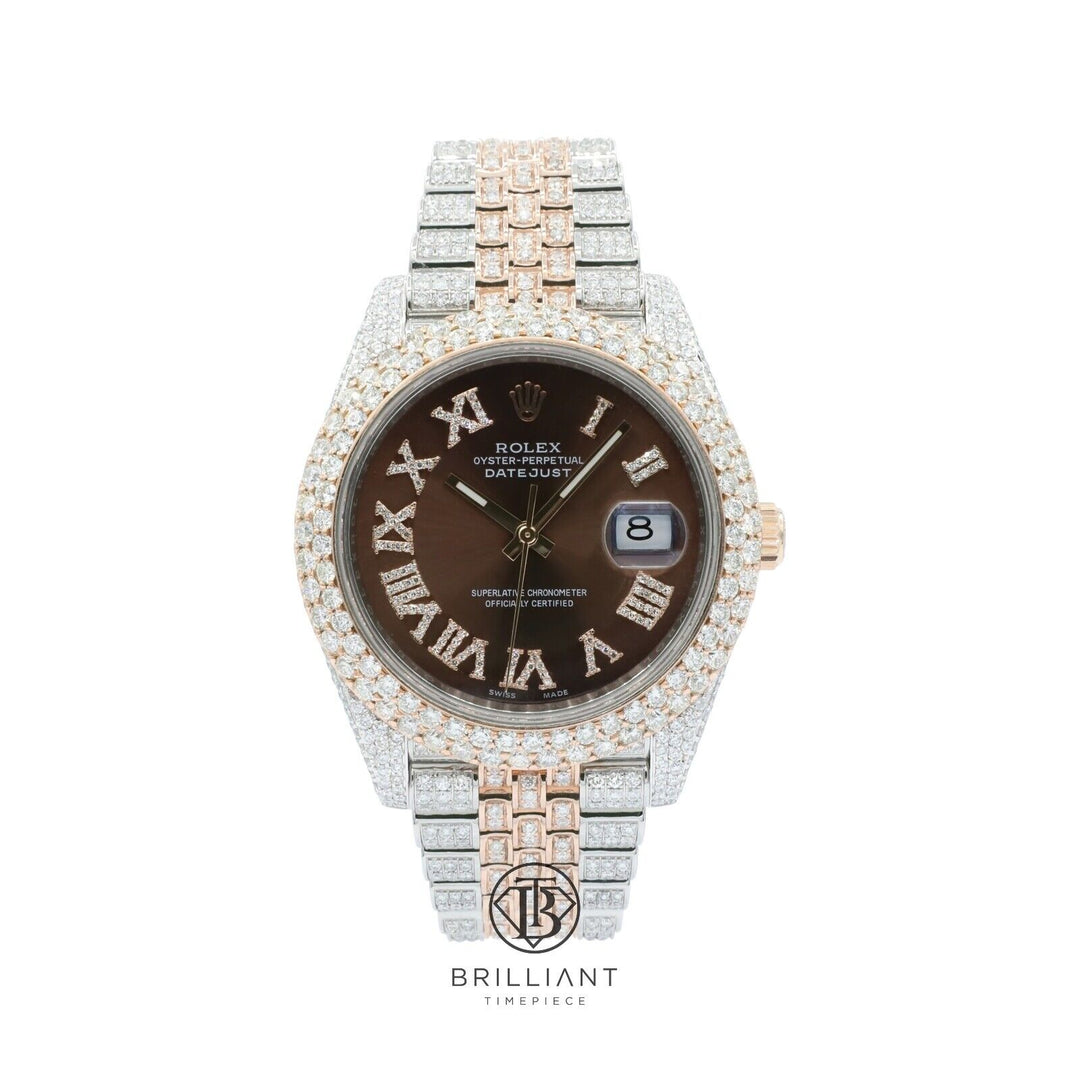Mens Rolex Datejust II 126303 Two Tone 18K/ Steel 41MM Full Diamond Watch 25.5Ct