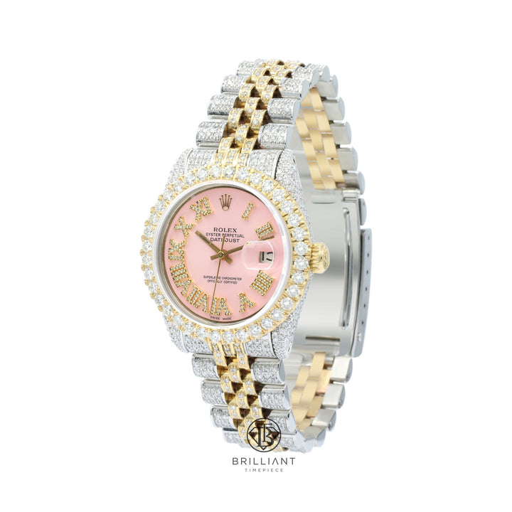 Rolex Datejust 31mm Two Tone Gold/Steel Pink Diamond Dial 8.50ct